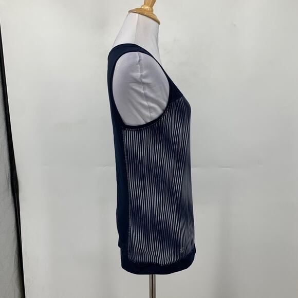 Athleta Tank Top Womens XS Extra Small Navy White Striped Mesh Panels Stretch - Picture 4 of 14